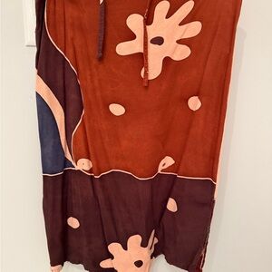 Bohemian Floral Maxi Skirt - Brown and Pink